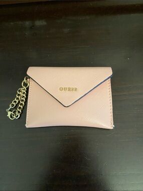 Y2K GUESS Blush Pink Envelope Card Holder with Gold Chain